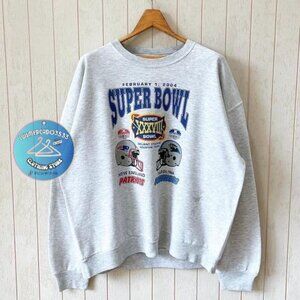 Patriots X Panthers 2004 NFL Shirt Sweatshirt Retro grey